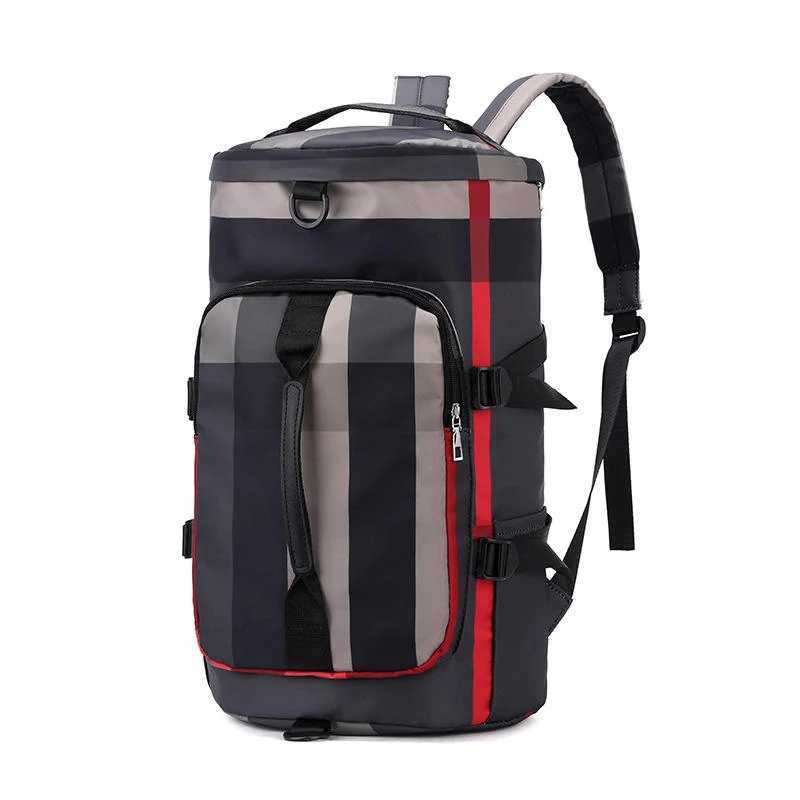 Plaid Travel Backpack with Shoe Compartment Black color SKU reference