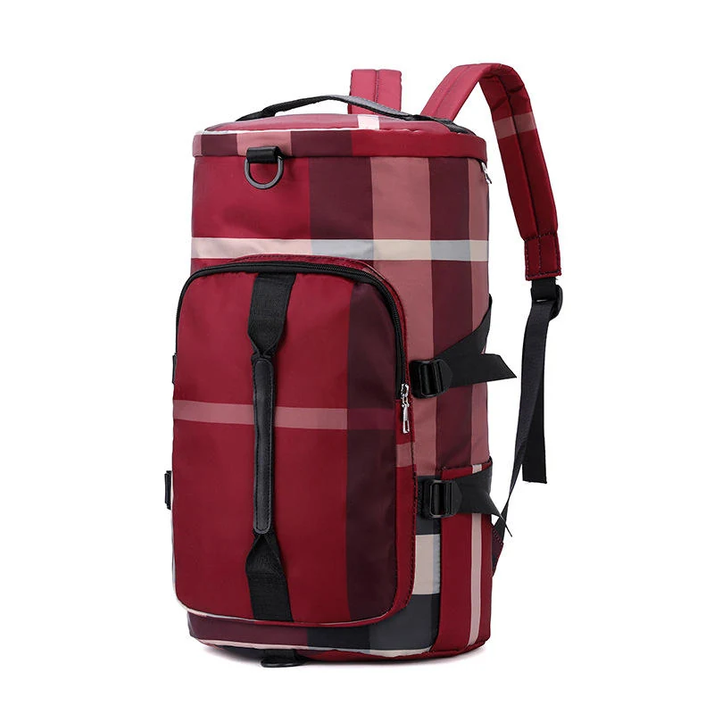 Plaid Travel Backpack with Shoe Compartment Red color SKU reference