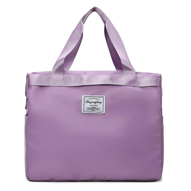 Nylon Travel Tote with Wide Handles and Wet-Dry Pocket Purple color SKU reference