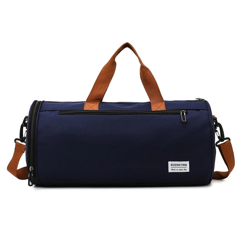 Cylindrical Nylon Gym & Travel Duffel with Shoe Compartment Blue color SKU reference