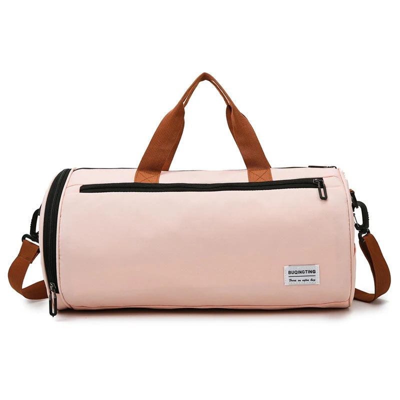 Cylindrical Nylon Gym & Travel Duffel with Shoe Compartment Pink color SKU reference