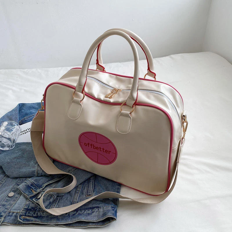 PU Travel & Gym Duffel with Soft Handles White color SKU reference