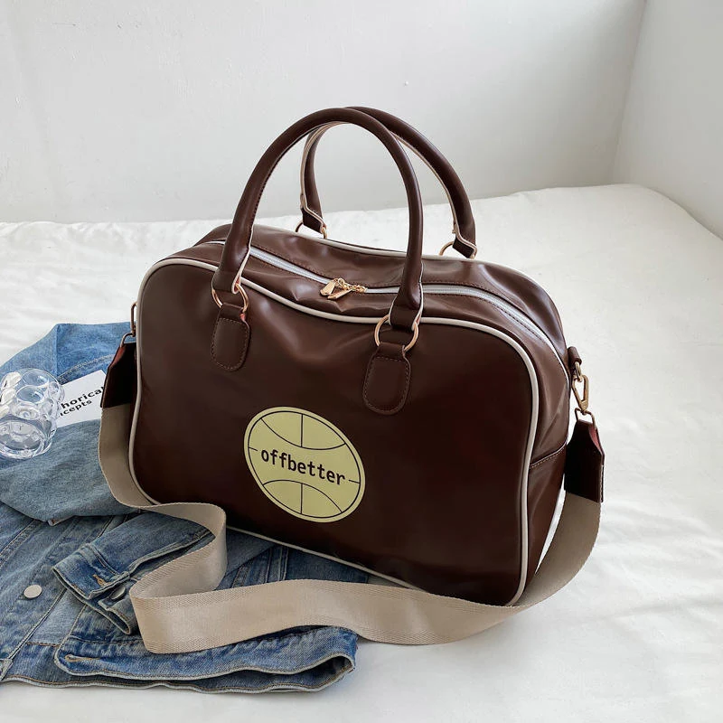 PU Travel & Gym Duffel with Soft Handles Brown color SKU reference