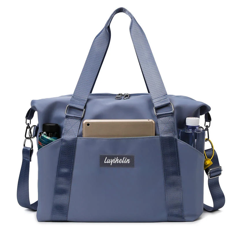 Foldable Nylon Gym Duffel with Luggage Sleeve Blue color SKU reference
