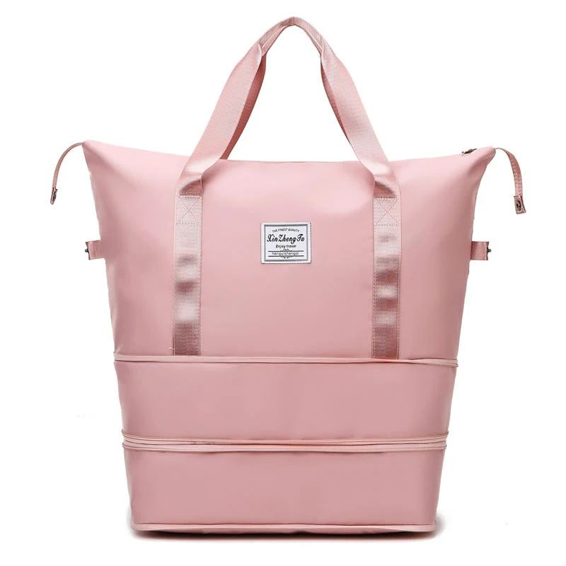 Expandable Nylon Gym & Travel Duffel with Dry/Wet Storage Pink color SKU reference