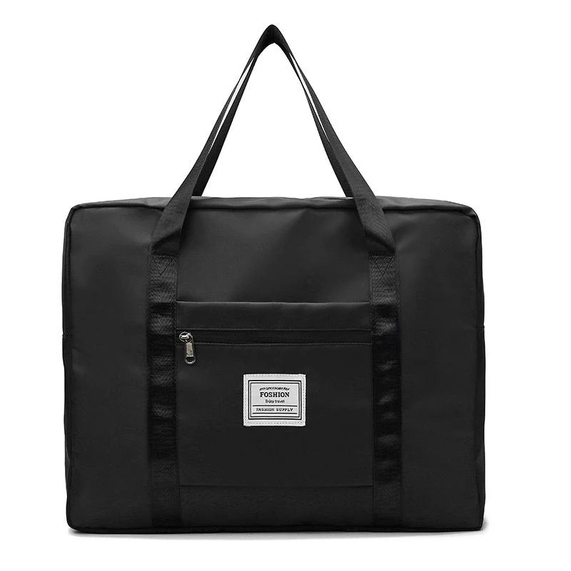 Foldable Nylon Gym Duffel with Luggage Sleeve Black color SKU reference