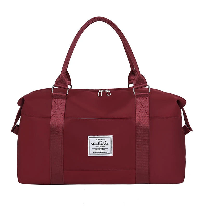 Foldable Nylon Travel Duffel with Dry/Wet Storage Red color SKU reference