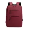 Nylon Business and Travel Backpack with USB Charging Access Red color SKU reference