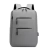 Nylon Business and Travel Backpack with USB Charging Access Gray color SKU reference