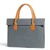 15-Inch Nylon Laptop Tote with Magnetic Flap and PU Handles Dark gray color SKU reference