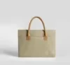 15-Inch Nylon Laptop Tote with Magnetic Flap and PU Handles Dark khaki color SKU reference