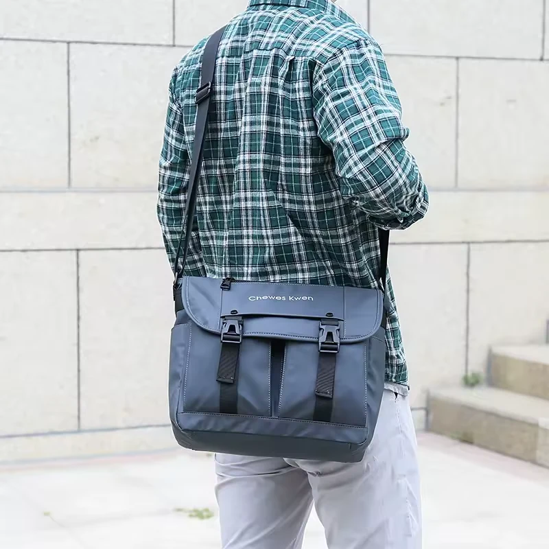 Nylon Messenger Bag with Dual Side Pockets and Adjustable Strap product reference image