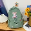 Cartoon Bear School Backpack with Double Zips and Elastic Side Pockets Light green color SKU reference
