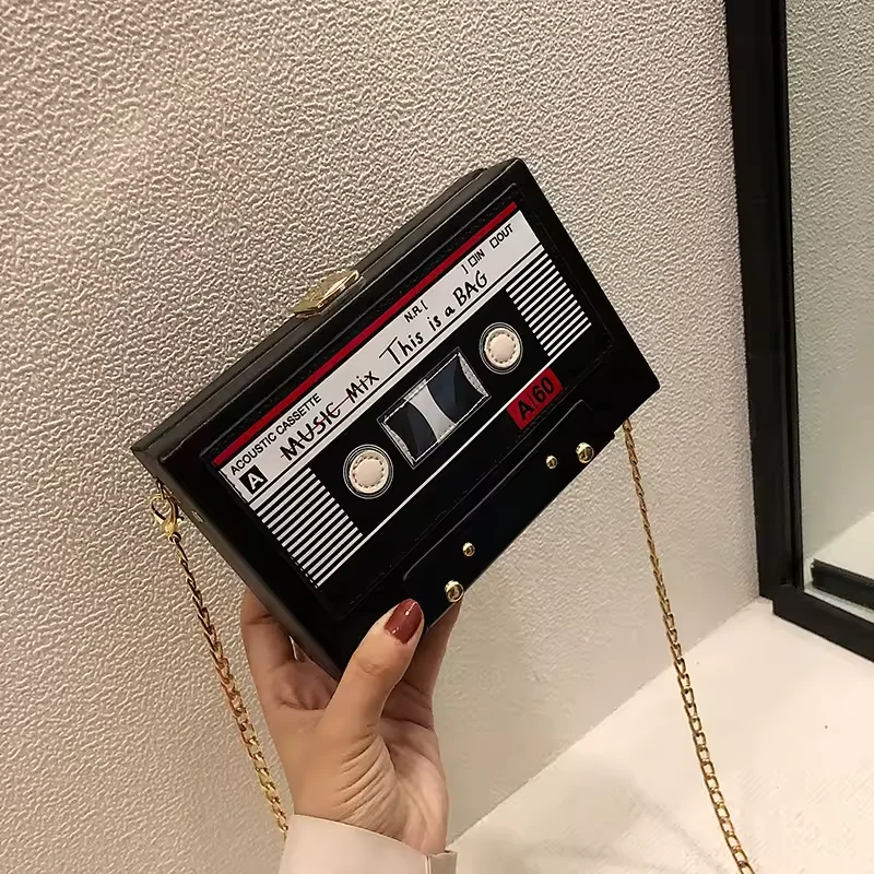 Recorder-Shaped PU Shoulder Bag with Chain Strap product reference image
