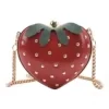 Strawberry-Shaped PU Mini Crossbody Bag with Chain Strap Red color SKU reference
