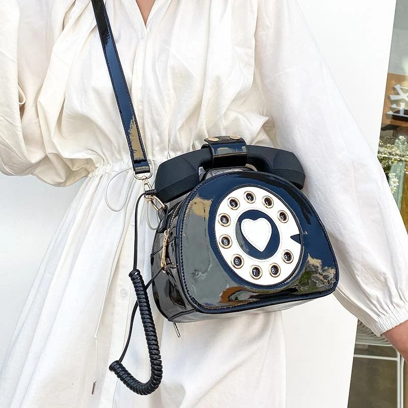 Retro Telephone-Shaped PU Crossbody Bag product reference image