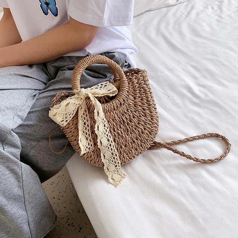 Straw-Woven Vacation Mini Shoulder Bag product reference image