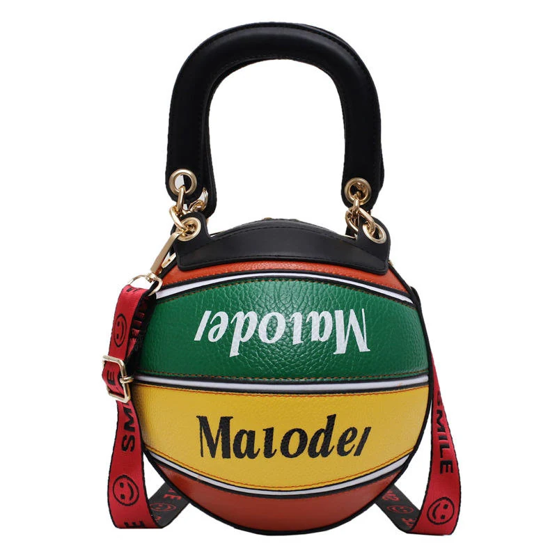 Round-Body PU Mini Crossbody Bag with Letter Detail Yellow-green color SKU reference