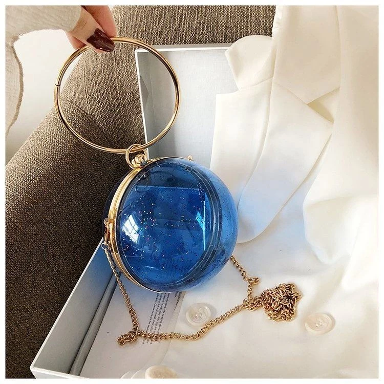 Sequined Acrylic Sphere Evening Clutch with Removable Chain product reference image