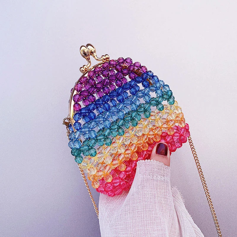 Transparent Acrylic Beaded Dumpling Mini Handbag in Two Sizes Large color SKU reference