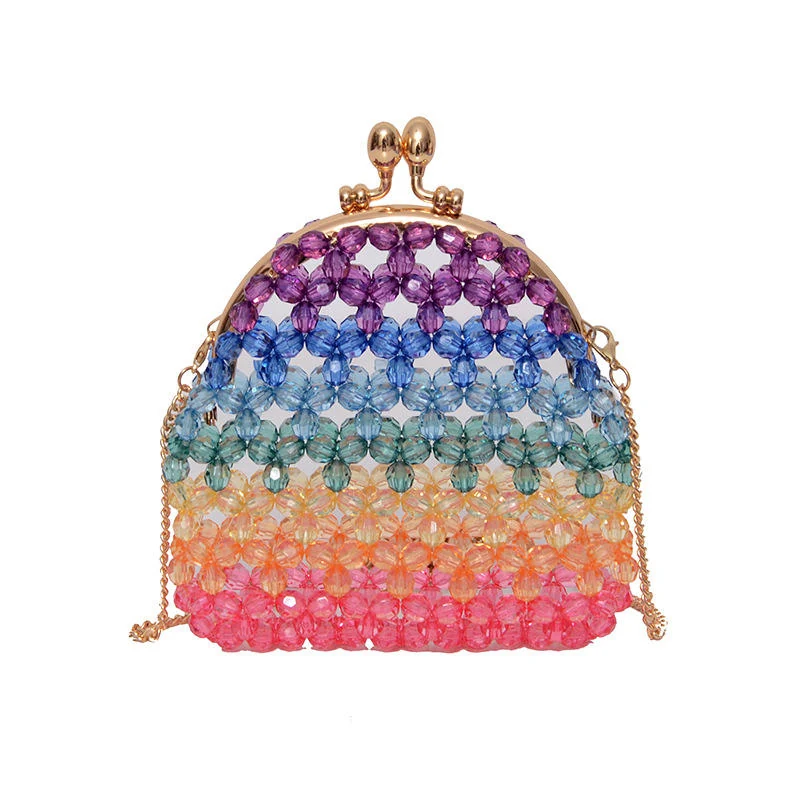 Transparent Acrylic Beaded Dumpling Mini Handbag in Two Sizes Small color SKU reference