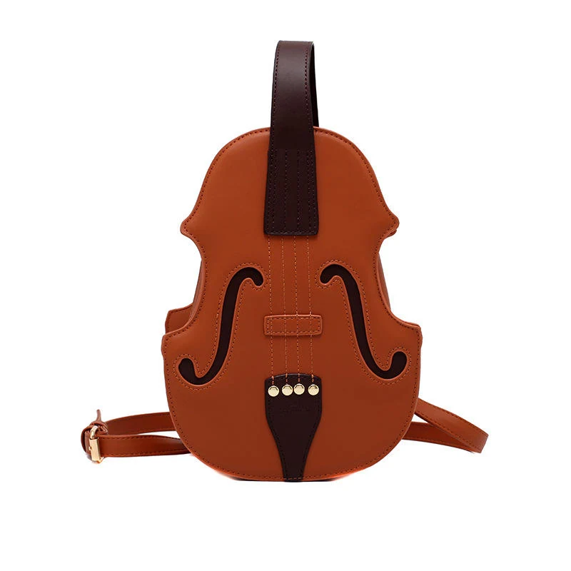 Violin-Shaped PU Shoulder and Crossbody Bag Brown color SKU reference