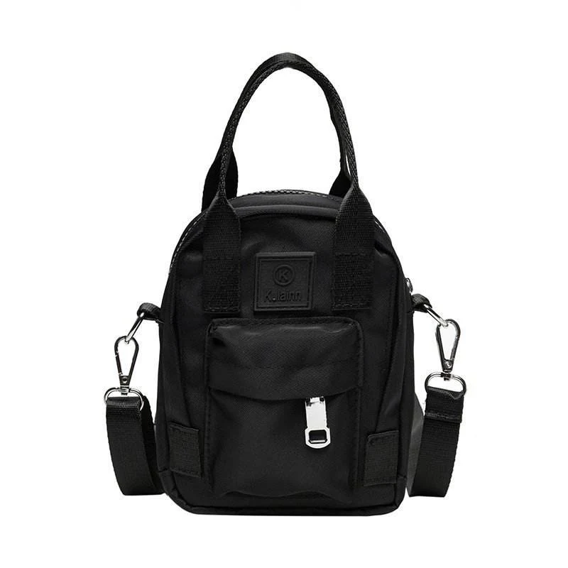 Nylon Mini Messenger Bag with Letter Detail Black color SKU reference