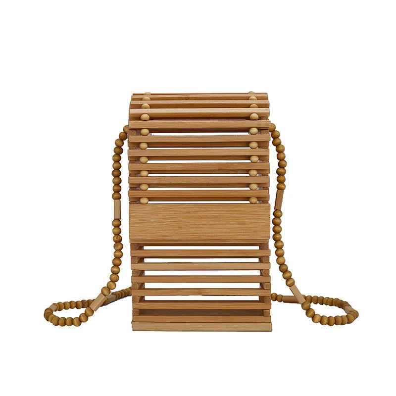 Woven Bamboo Mini Crossbody Purse Khaki color SKU reference