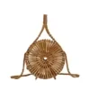 Round Woven Bamboo Shoulder Bag with Magnetic Lock Beige color SKU reference