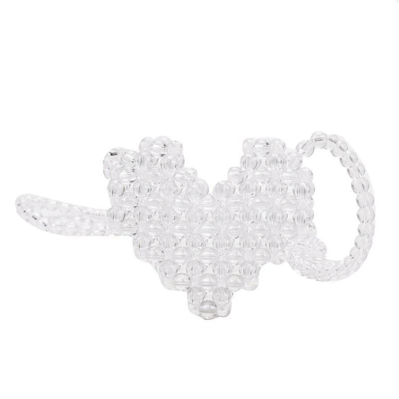 Heart-Shaped PVC Hollow Mini Clutch with Bead Detail Clear color SKU reference
