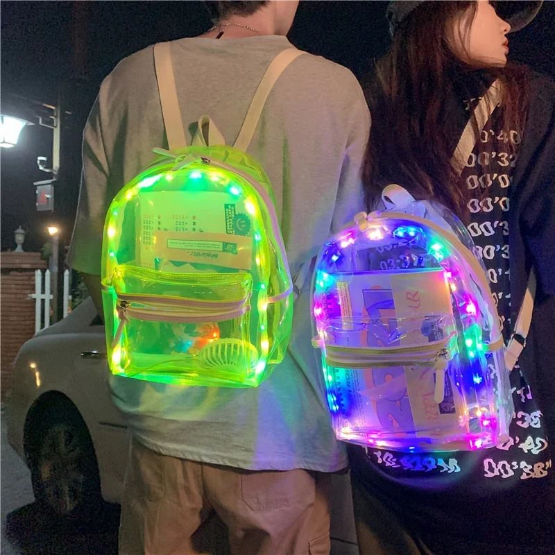 Transparent PVC LED Backpack with Adjustable Strap product reference image