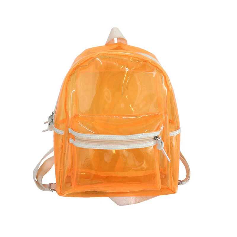 Transparent PVC LED Backpack with Adjustable Strap Orange color SKU reference