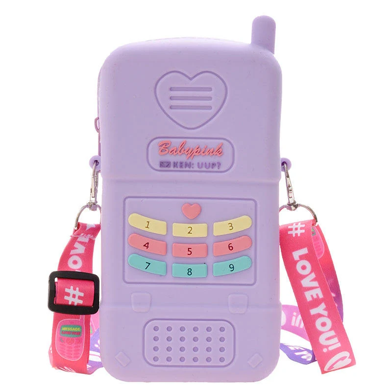 Telephone-Label PVC Mini Crossbody Bag Purple color SKU reference