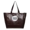 Letter-Print PU Shoulder Tote with Anti-Theft Pocket Coffee Brown color SKU reference