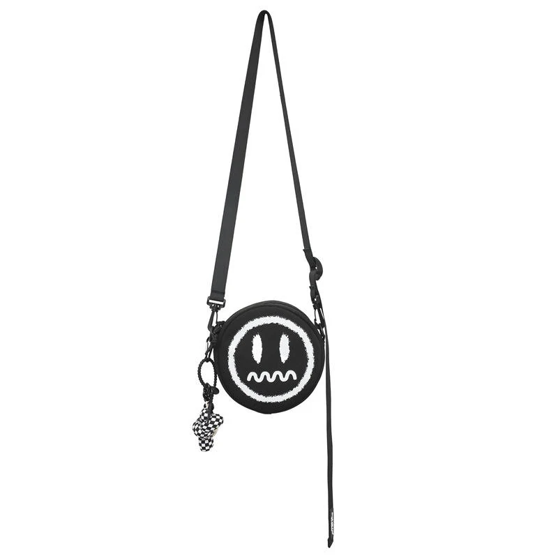 Smiley Face Round Mini Crossbody Bag Black color SKU reference