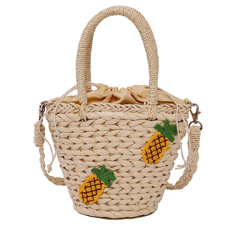 Straw-Weave Vacation Crossbody Bag with Removable Strap Beige color SKU reference