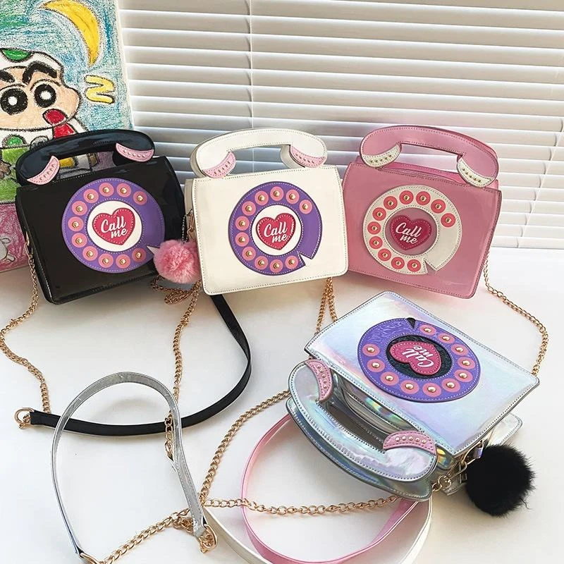Telephone-Shape PU Crossbody Bag with Removable Strap product reference image