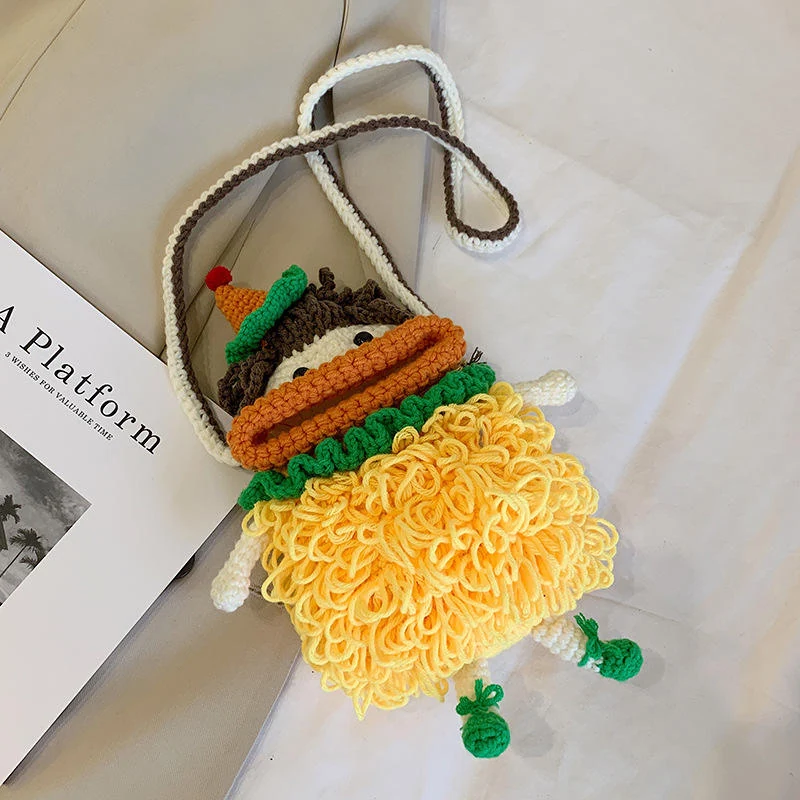 Cartoon Doll-Style Crossbody Purse with Color Options Yellow color SKU reference