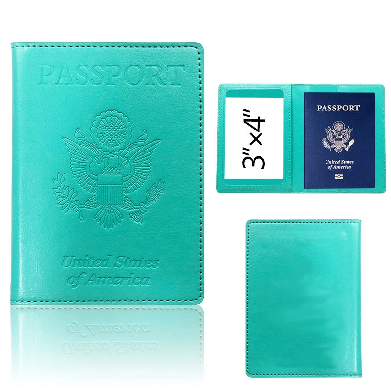 PU Passport Cover & Money-Clip Card Holder with 13 Color References Green color SKU reference