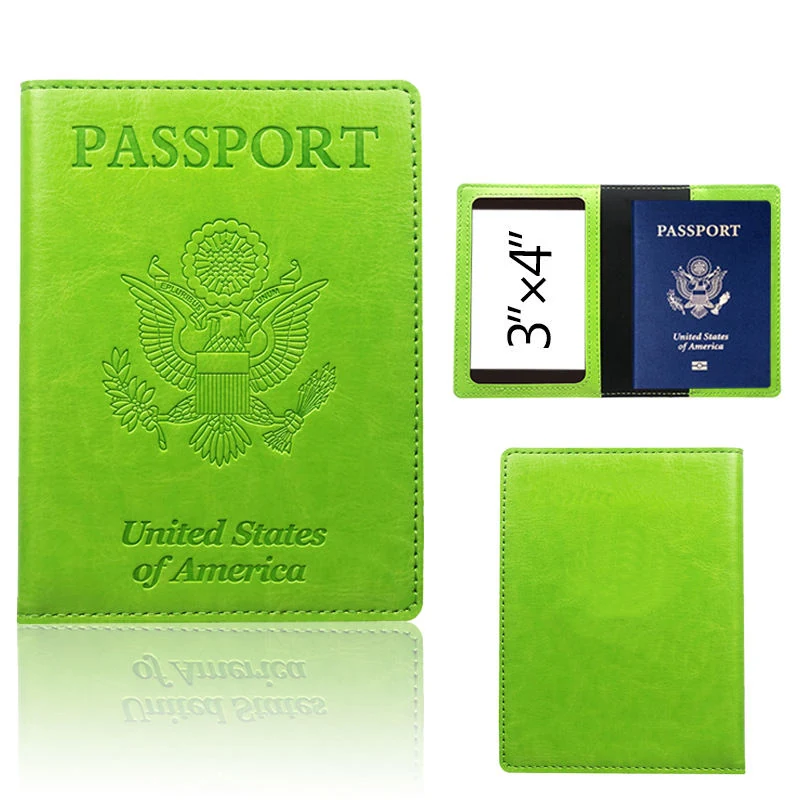 PU Passport Cover & Money-Clip Card Holder with 13 Color References Light Green color SKU reference