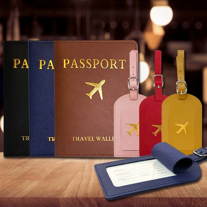 PU Passport Cover and Luggage Tag Travel Set in 11 Colors product reference image