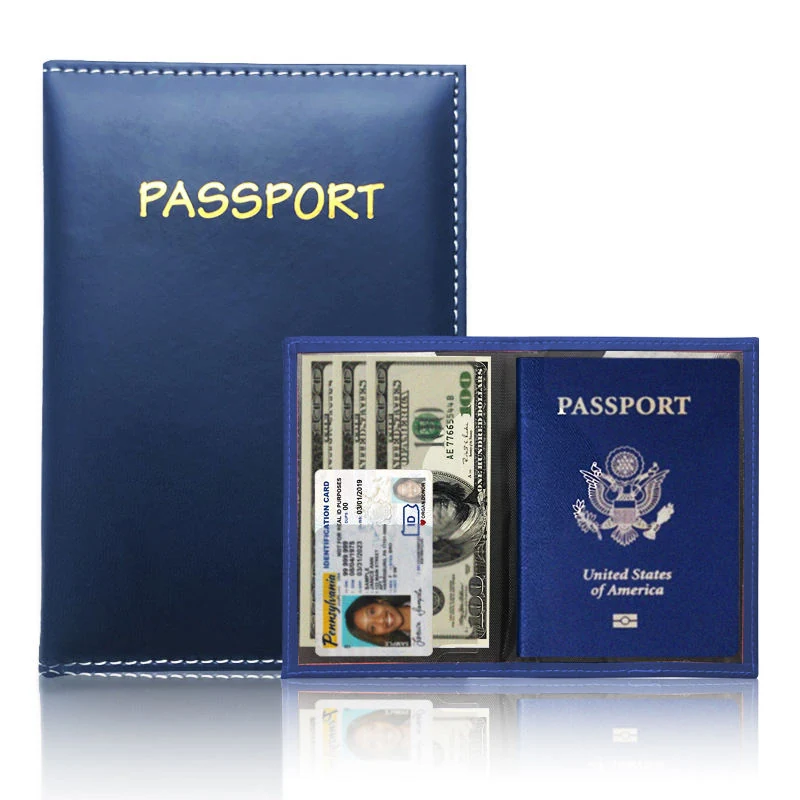 Slim PU Leather Passport and ID Card Holder in 8 Colors Blue color SKU reference