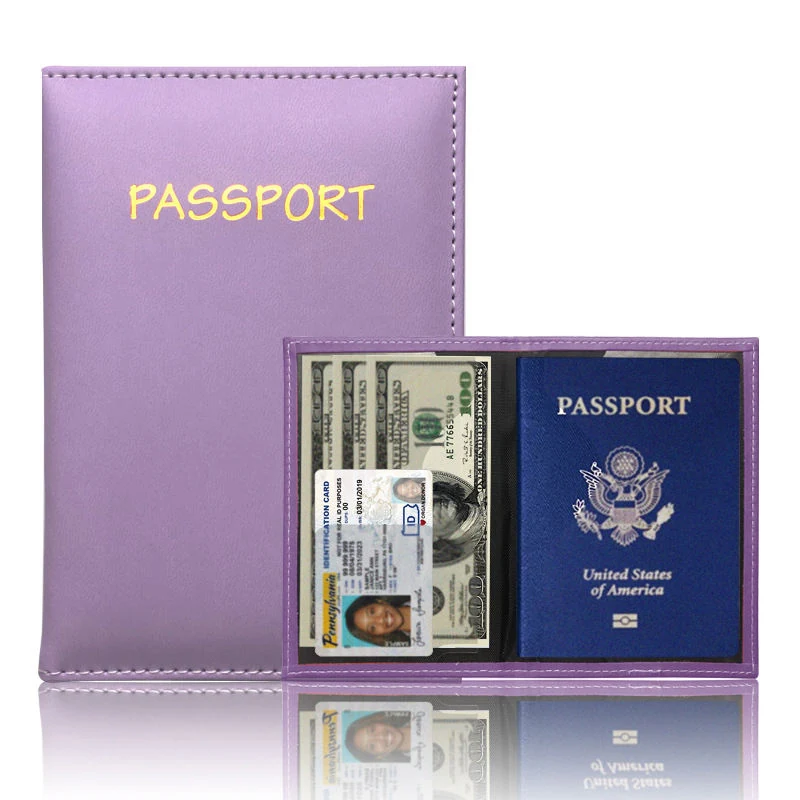 Slim PU Leather Passport and ID Card Holder in 8 Colors Purple color SKU reference