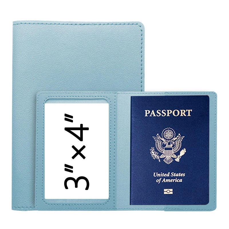 PU Travel and ID Wallet with Clear Window in 11 Colors Sky Blue color SKU reference