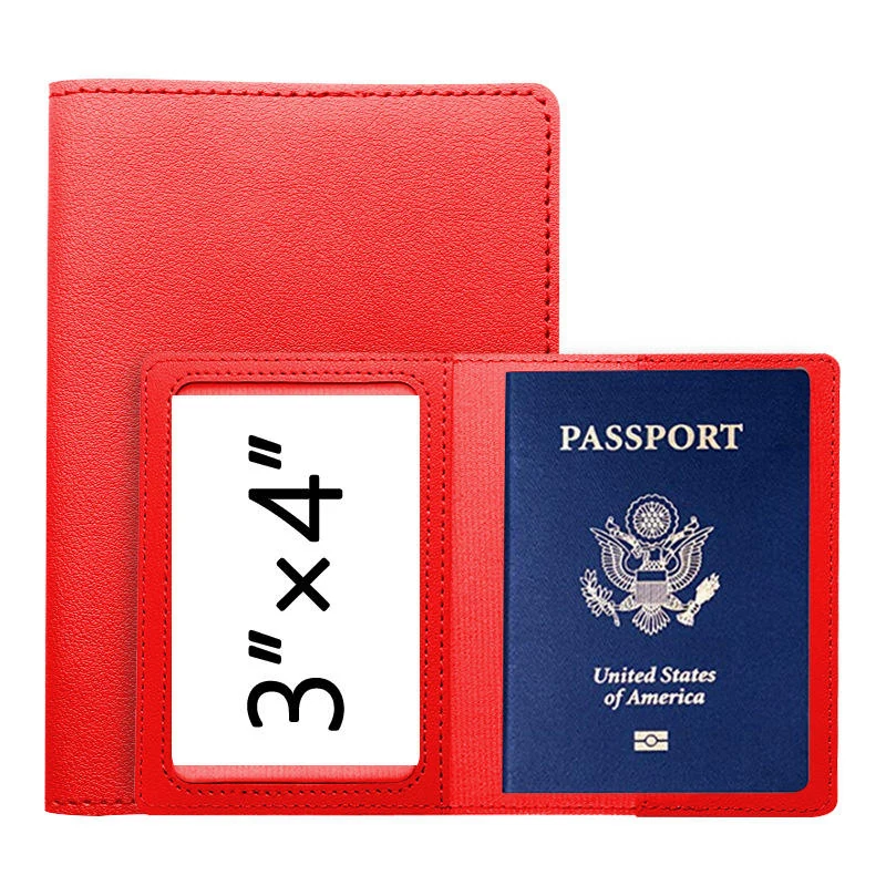 PU Travel and ID Wallet with Clear Window in 11 Colors Red color SKU reference