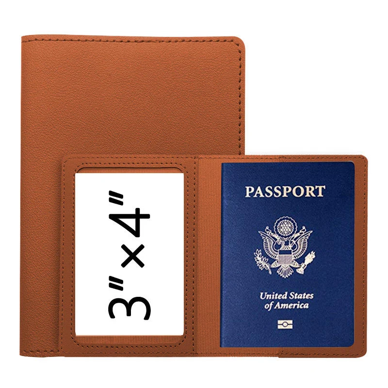 PU Travel and ID Wallet with Clear Window in 11 Colors Brown color SKU reference