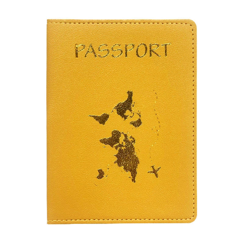 PU Passport Cover, Card Holder and Luggage Tag Collection Yellow Card Holder color SKU reference