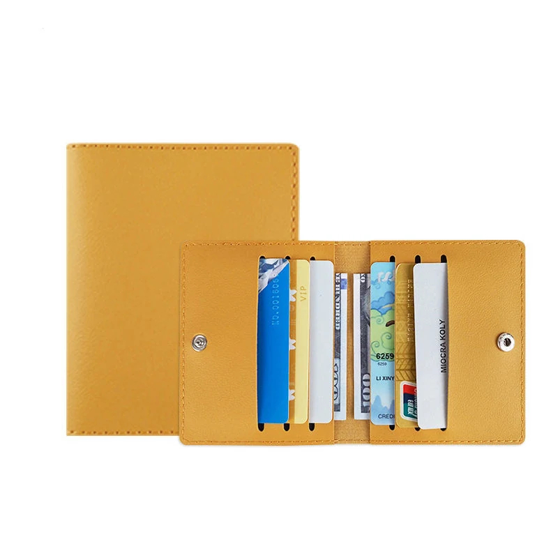 Slim Embossed PU Leather ID and Card Wallet in 8 Colors Yellow color SKU reference