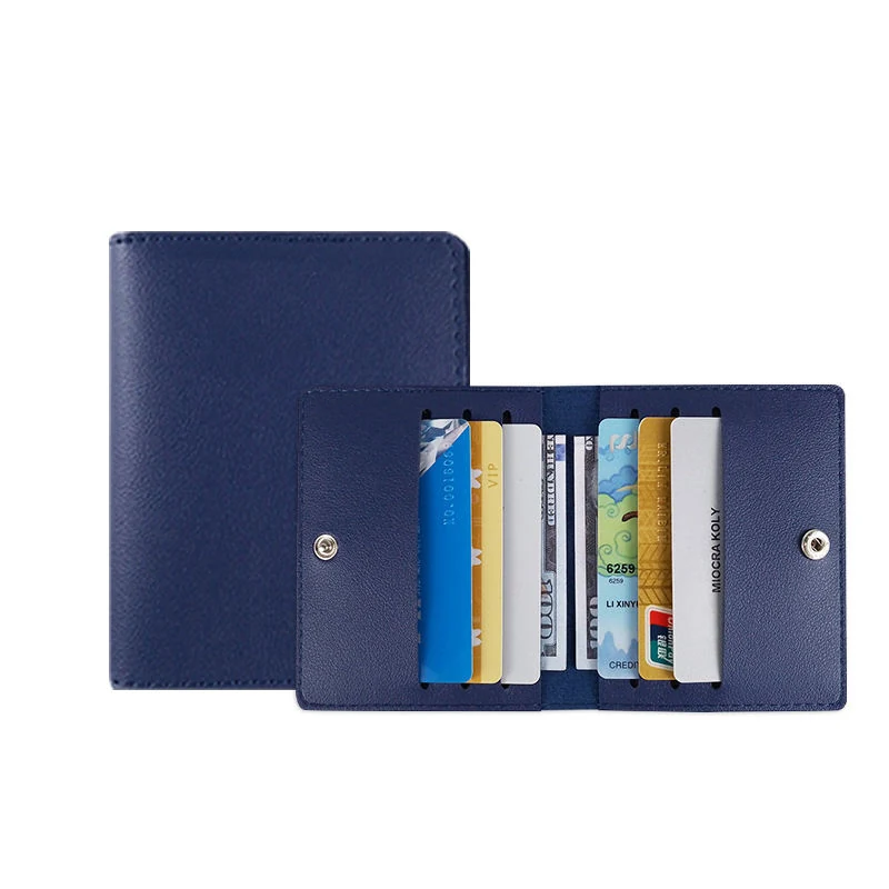 Slim Embossed PU Leather ID and Card Wallet in 8 Colors Dark Blue color SKU reference