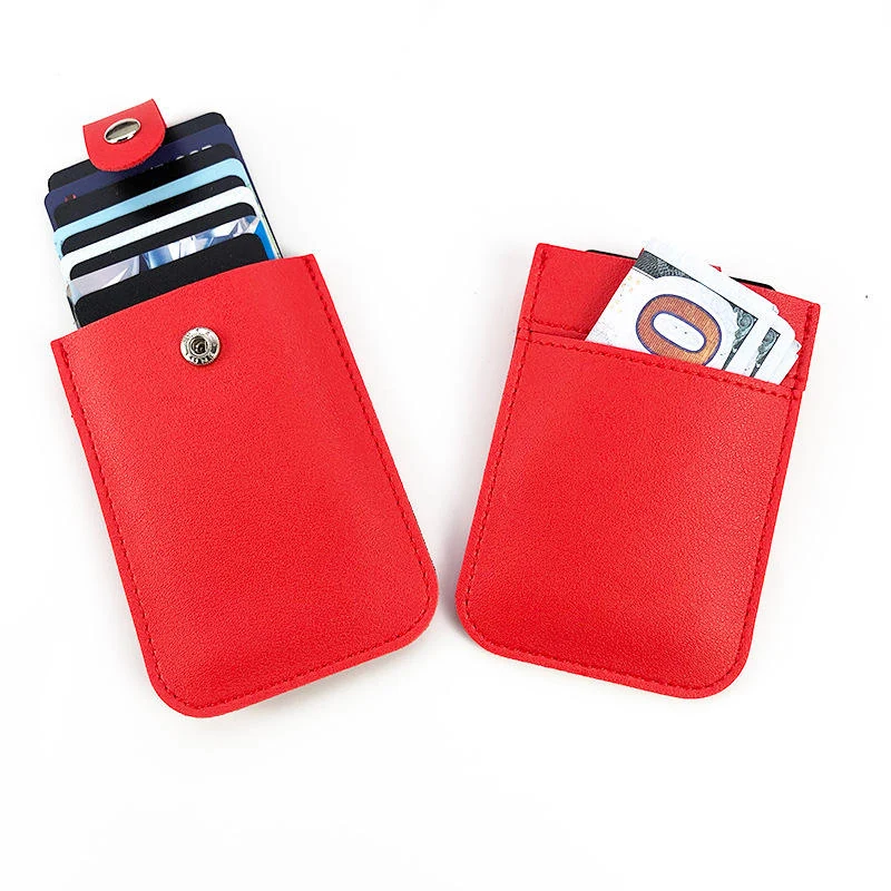 Compact PU Leather Pull-Out Card Holder with 8 Color Options Red color SKU reference